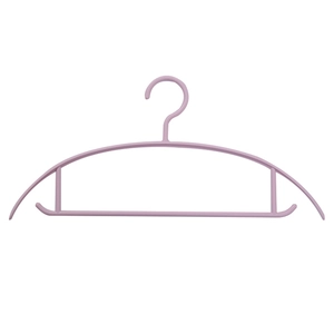 Durable lavender semi-circular plastic clothes hanger with non-slip shoulder design