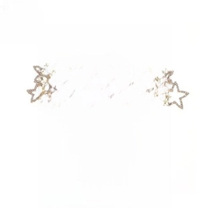Detail of a gold headband featuring nine alternating rhinestone stars for weddings