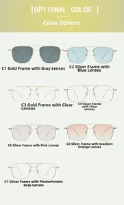 Matrice de sept lunettes en métal élégantes avec différentes couleurs et fonctions de verres
