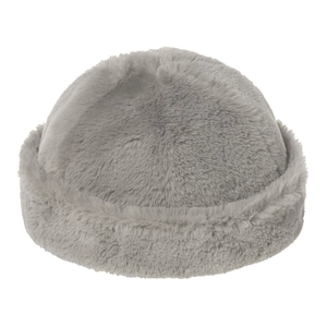 Winter faux fur docker cap in grey with thick fleece lining for cold weather warmth