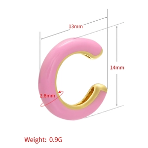Polsino per orecchie a C in smalto rosa con finitura oro e diametro 13 mm