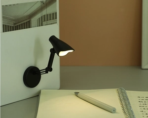 Mini lampe de lecture LED noire magnétique pliable fixée au mur avec des fournitures