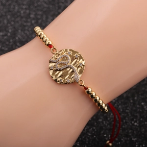 Fashion Adjustable Snake Charm Bracelet For Women With Micro Paved Zirconia Copper Bead Chain And Colorful Rope