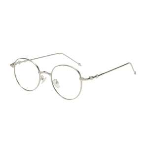 Retro round metal sunglasses in bright silver finish with decorative star temple details