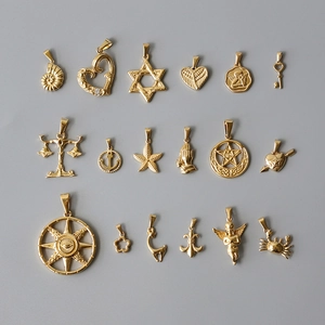 Detailed assortment of 18k gold plated stainless steel pendants for DIY jewelry making