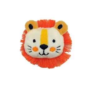 Cute plush cartoon lion brooch pin with orange fringe mane for kids bags and accessories
