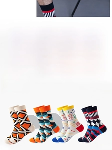 Close-up of high-density ribbed cuffs on geometric pattern cotton crew socks for men