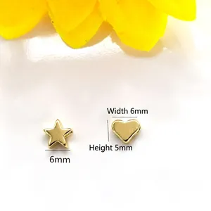 14K gold filled 6mm star and heart shaped smooth beads for DIY jewelry making
