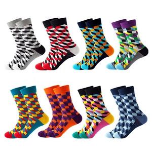 Lot de 8 paires de chaussettes mi-mollet pour hommes avec motifs géométriques cubes colorés