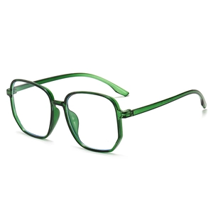 Stylish translucent green anti-blue light glasses with a trendy oversized plastic frame