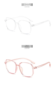Detailed comparison of clear and transparent pink large polygon frame glasses