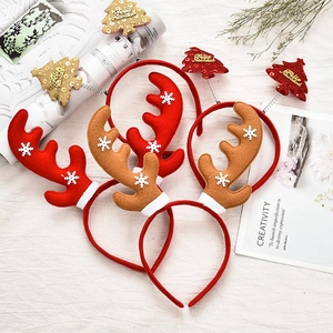 Christmas reindeer antler headbands and glittery tree hair clips for holiday party decor