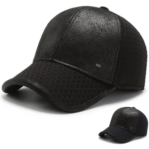 Men Winter Thermal Baseball Cap With Foldable Ear Flaps Warm Thickened Woolen Faux Leather Stitching Windproof Hat