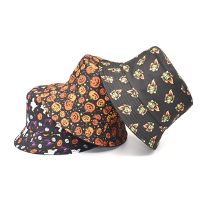 Halloween Bucket Hat Cotton Printed Sun Protection Ghost Pumpkin Fisherman Cap For Men Women Streetwear Fashion
