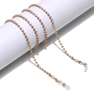 Elegant rose gold beaded glasses chain with anti-slip silicone loops for sunglasses
