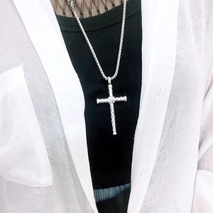 Collana Con Pendente A Croce Religiosa Gioielli In Lega Intagliata Con Catena A Scatola In Acciaio Inossidabile Stile Hip Hop Per Uomini Donne