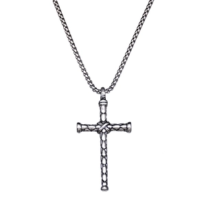 Collana con ciondolo a croce vintage in acciaio al titanio con catena box unisex