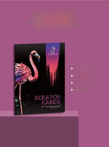 Détail de l'emballage des cartes à gratter flamant rose avec motifs animaux créatifs DIY