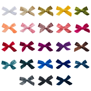Handmade Knotted Velvet Bow DIY Hair Accessories Clothing Decoration For Kids Baby Girls Solid Color Elegant Fabric Ornament