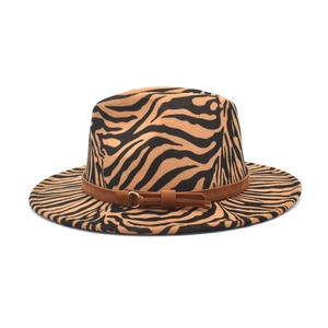 Zebra-Filzhut in Braun und Schwarz mit Wildlederband und Metallschnalle für Damen und Herren