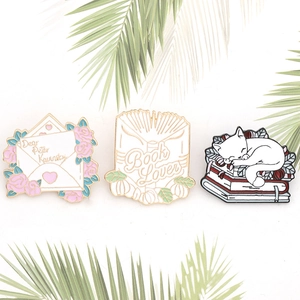 Cute cartoon cat and book enamel pins set for backpacks with book lover theme
