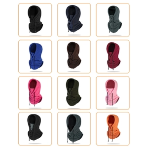 Outdoor cycling fleece balaclava hood in twelve colors shown in a grid layout