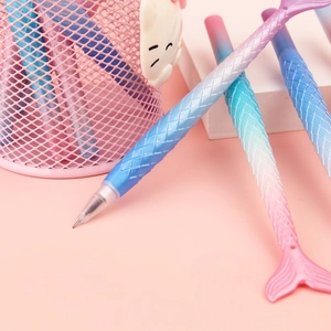 Creative mermaid tail gel pens with blue-pink gradient and scale texture for students