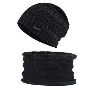 Bonnet D'hiver Et Cache-Col En Chenille Tricoté Doublé Polaire Chaud Épais Extérieur Pour Hommes Femmes Étiquette Sport