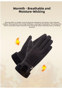 Détail de gants d'hiver Dralon chauds montrant le tissu respirant et anti-humidité