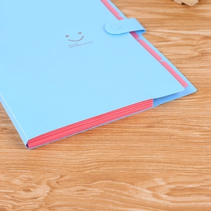 Trieur A4 bleu à 10 compartiments avec motif sourire pour rangement de documents