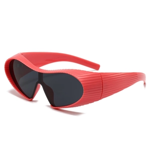 Future Tech Shield Sunglasses Ribbed PC Frame Wrap Around Y2K Steampunk Cyberpunk Millennium For Women Men
