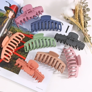 Set of 8 matte morandi color 11cm large claw clips for thick hair arranged with props