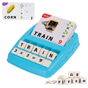 Educational alphabet and number learning game set with blue tray and flashcards