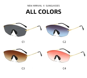 Detailed comparison of rimless oversized sunglasses in four gradient lens colors C1 to C4