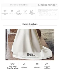 Detail of white stretch satin fabric with care icons and soft double-layered texture