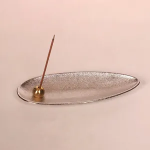 Zinc Alloy Incense Burner Holder With Hammered Leaf Tray Zen Style Stick Incense Base For Tea Room Home Decor