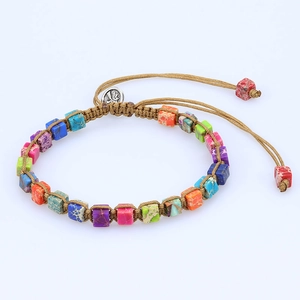 Pulsera Tejida A Mano Con Cuentas De Piedra Natural Jaspe Imperial Ojo De Tigre Amuleto Bohemio Ajustable