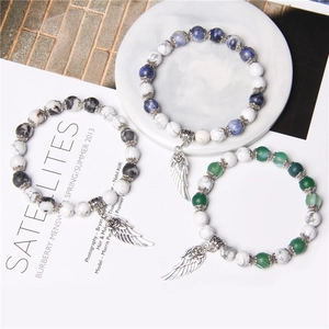 Natural Stone Beaded Bracelet With Rose Wing Pendant Vintage Bohemian Style Gemstone Jewelry For Women Handmade Jewelry