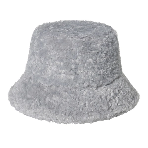 Chapeau bob en laine d'agneau grise pelucheuse pour femme, texture hivernale chaude