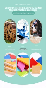Detail of colorful wooden puzzle blocks showing smooth polished edges and eco-friendly paint