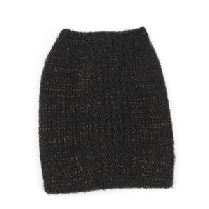 Winter fluffy knit fox ear hat with gold glitter threads and plush thermal lining