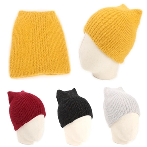 Cat Ear Beanie Hat Faux Mink Fur Metallic Glitter Double Layer Warm Knitted Cold Weather Fashion For Women