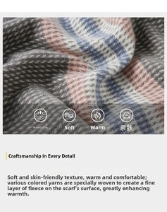 Détail de la texture douce à chevrons et du tissu imitation cachemire sur l'écharpe