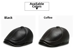 Detail von Schiebermützen aus Leder in Schwarz und Kaffee mit Litschi-Struktur und Nähten