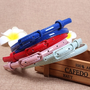 Slim macaron colors faux leather belts for women with simple pin buckle styling