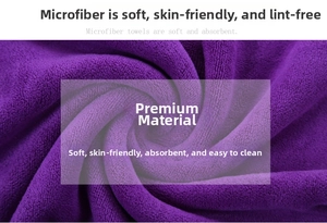 Macro shot of purple microfiber car towel showing soft texture and absorbent fibers