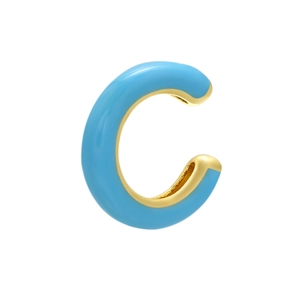 Ear cuff a forma di C in smalto blu cielo minimalista con bordo dorato per gioielli fai-da-te