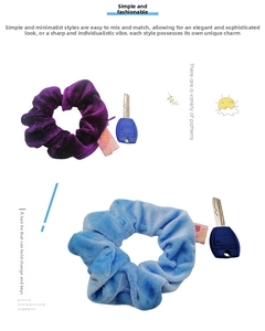 Detail of velvet scrunchies with hidden zipper pocket for keys and small items