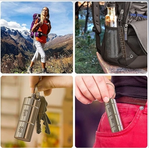 Portable 7-day aluminum pill organizer with keychain for outdoor travel and hiking