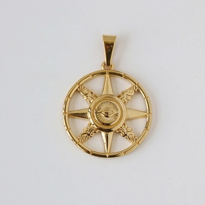18k vergoldeter Edelstahl-Anhänger mit geprägtem Augen- und Oktagramm-Stern-Design